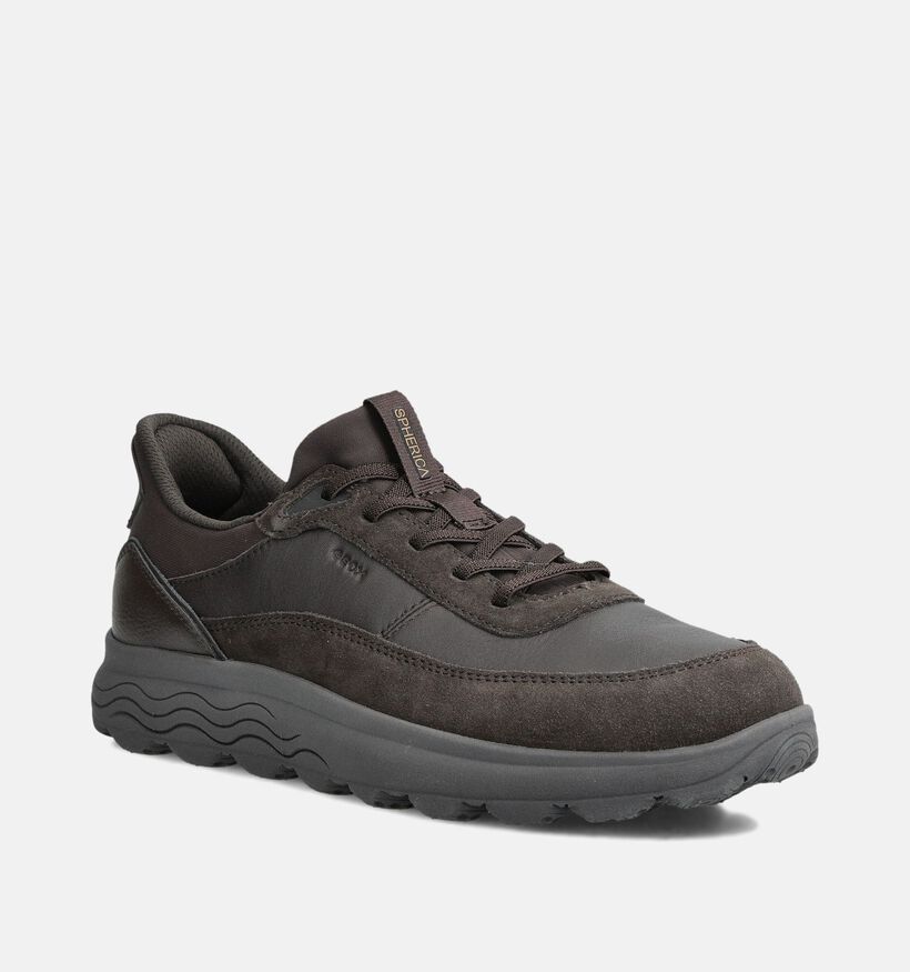Geox Spherica Plus Donkerbruine Sneakers voor heren (360118) - geschikt voor steunzolen