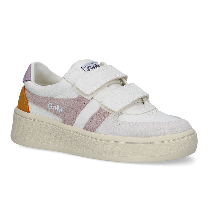 Gola Grandslam Trident Strap Witte Sneakers voor meisjes (335714) - geschikt voor steunzolen