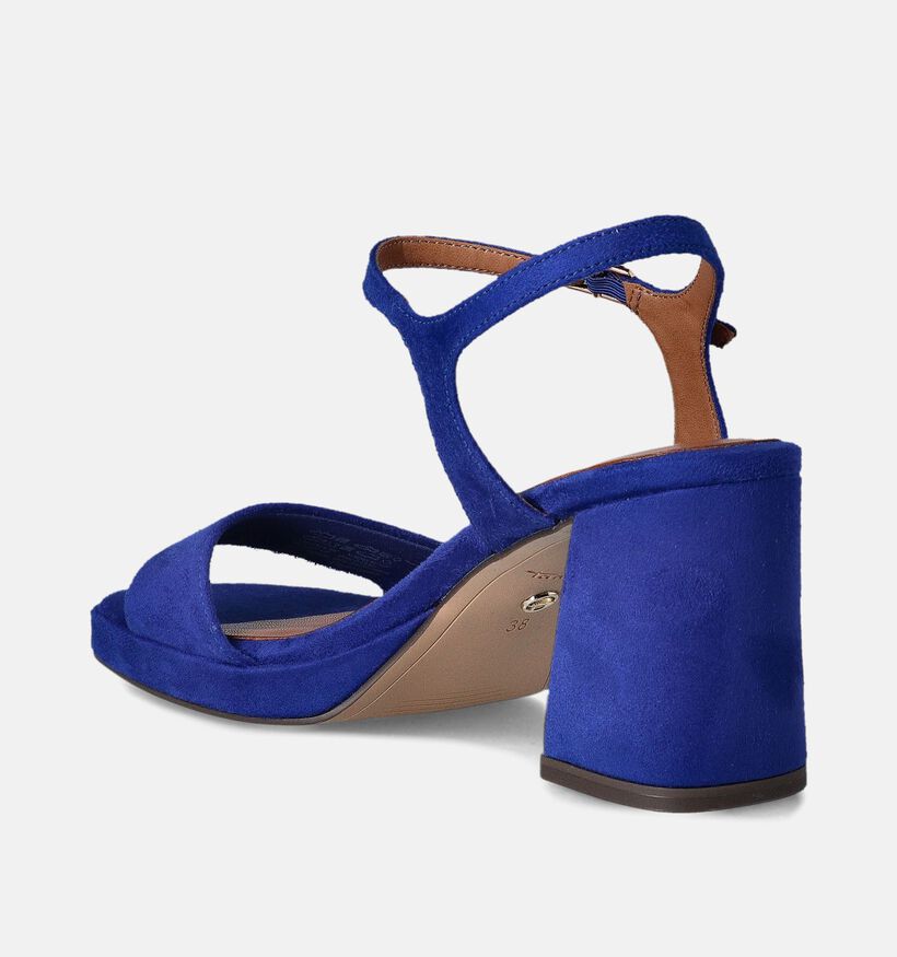 Tamaris Sandales avec talon carré en Bleu pour femmes (354383)