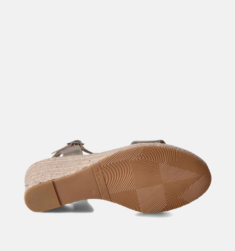 Tamaris Sandales avec talon compensé en Or pour femmes (354375)