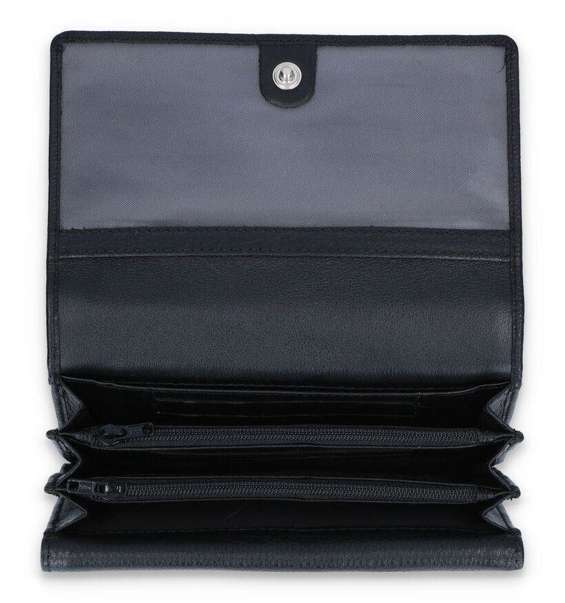 Euro-Leather Porte-monnaies zippé en Noir pour femmes (365193)