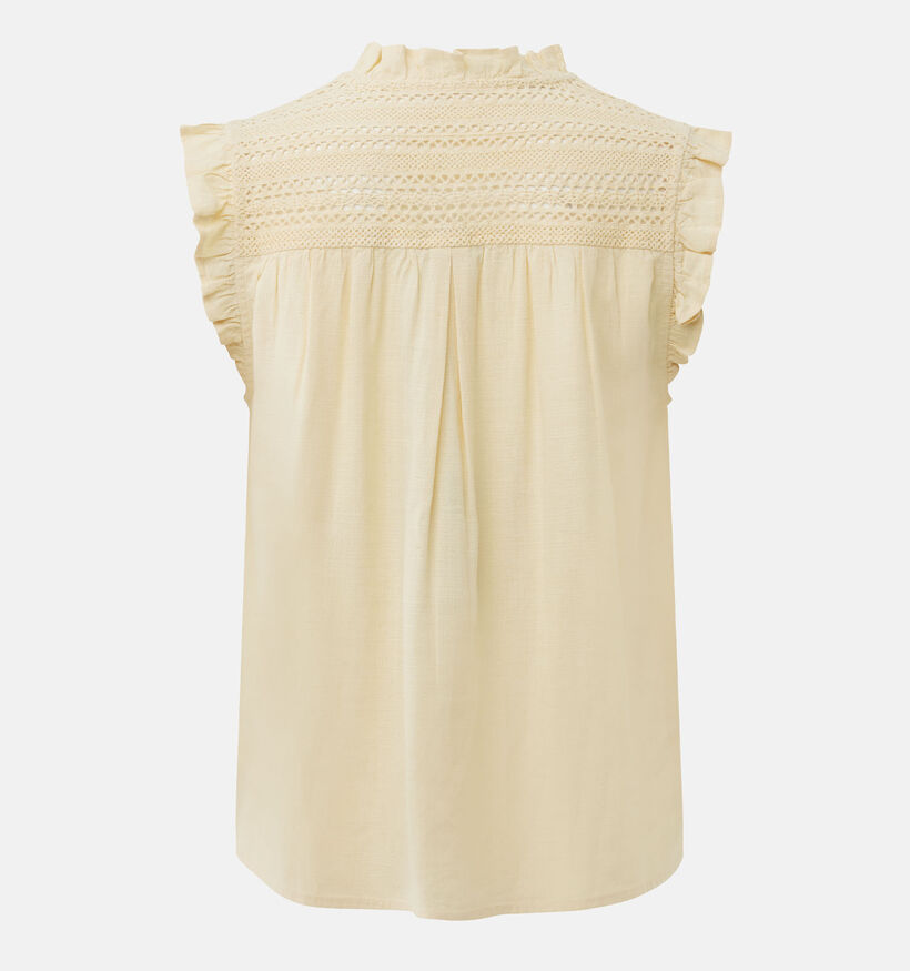 Mexx Linen Mix Slub Gele Mouwloze Blouse voor dames (368585)
