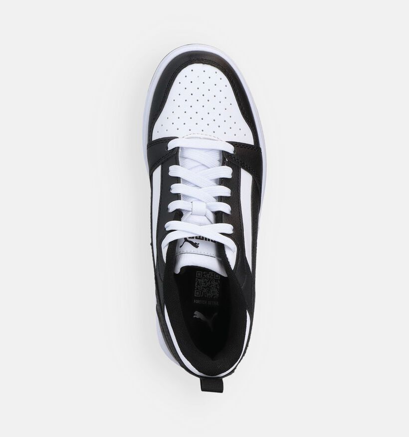 Puma Rebound V6 Witte/Zwarte Sneakers voor meisjes, jongens (366633) - geschikt voor steunzolen