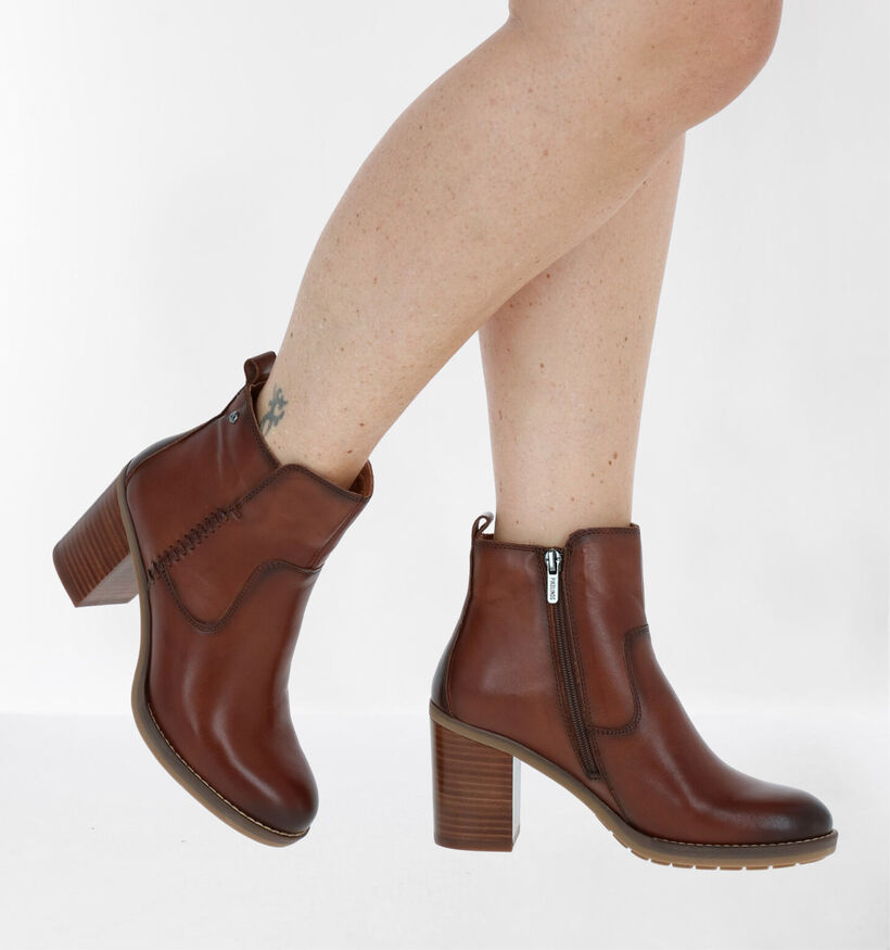 Pikolinos Bottines à talons en Cognac en cuir (283619)