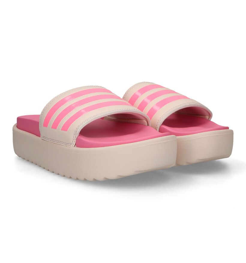 adidas Adilette Platform Roze Slippers in kunststof (318891)