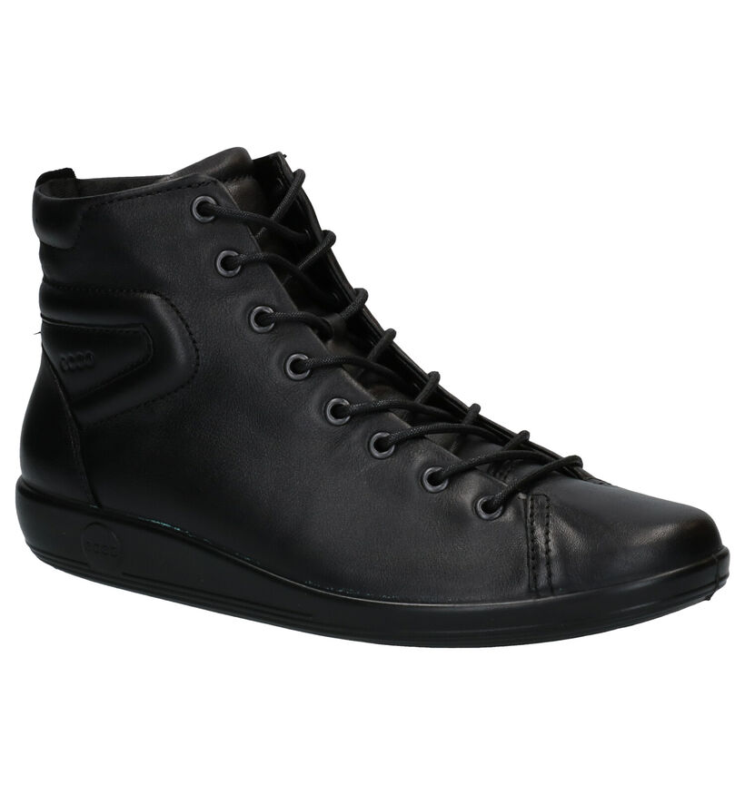 ECCO Soft 2.0 Zwarte Veterbottines in leer (280977)