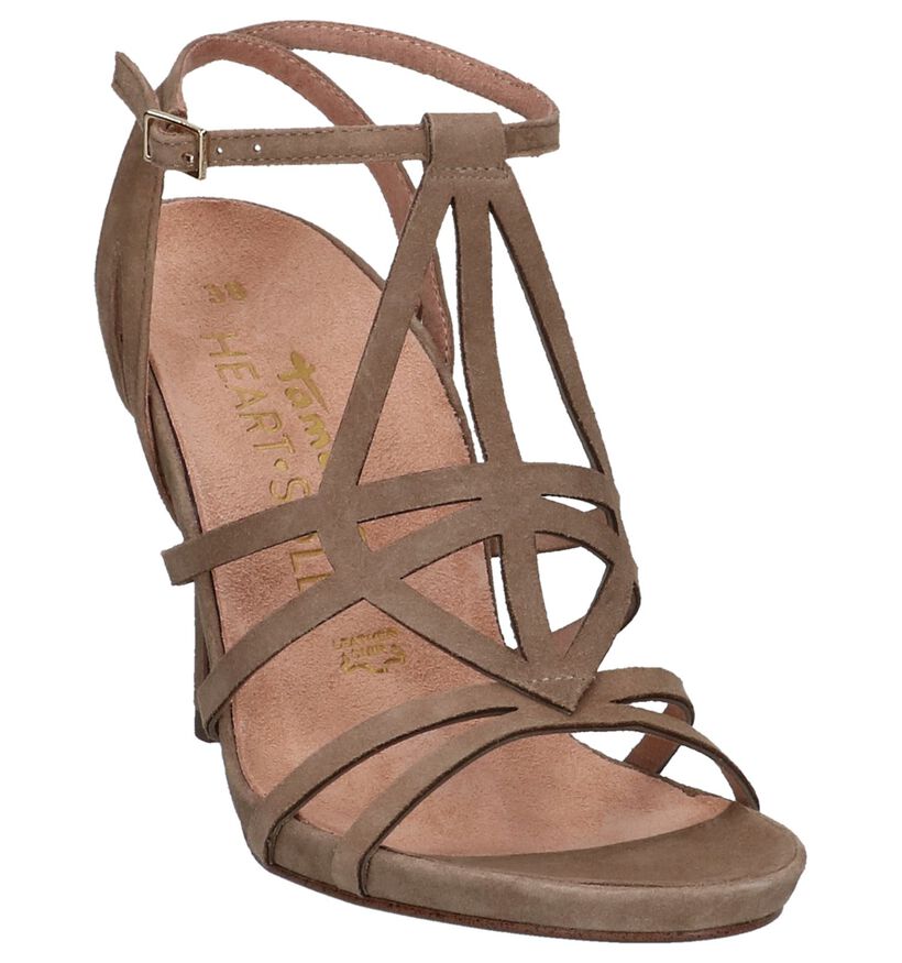 Taupe Sandalen met Hoge Hak Tamaris Heart & Sole in daim (214231)