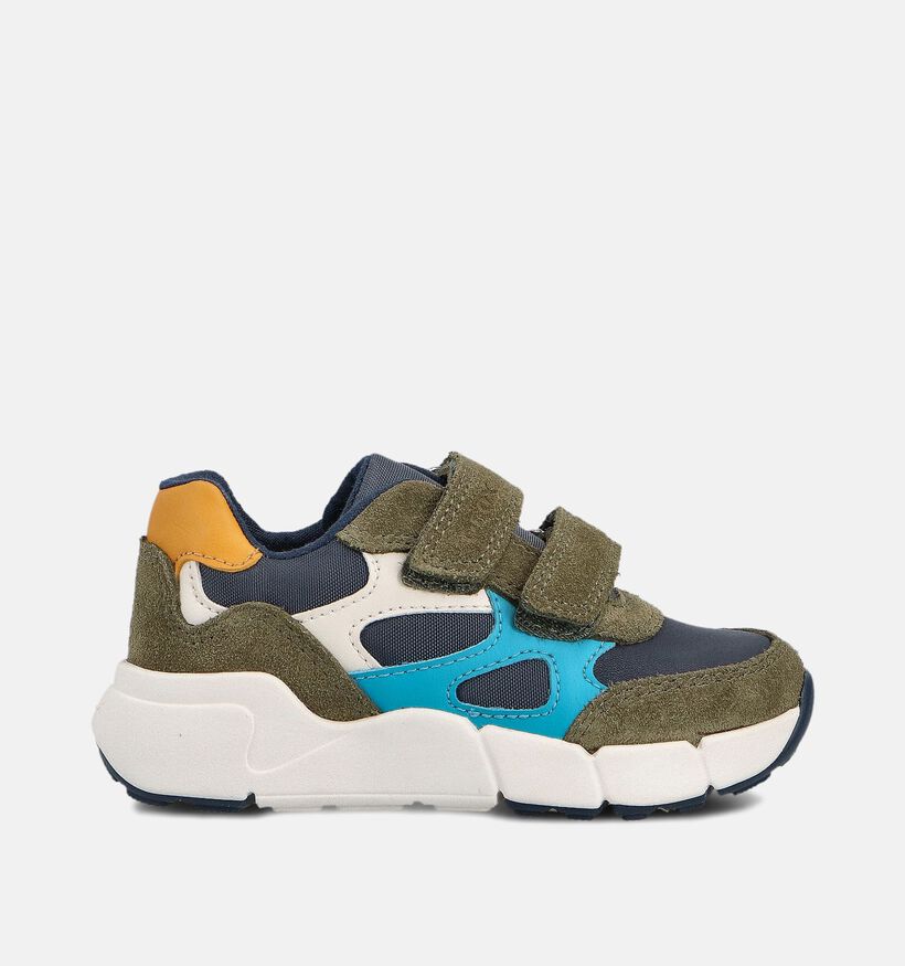 Geox Flexyper Mini Boy Donkergroene Sneakers met Blauw Accent voor meisjes, jongens (360356) - geschikt voor steunzolen