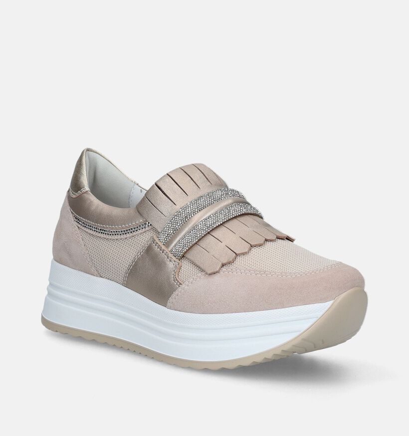 NeroGiardini Beige Instappers voor dames (337159) - geschikt voor steunzolen