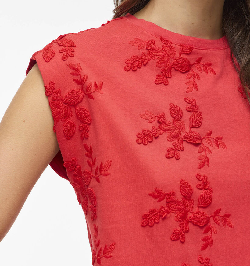 Vila Nayla O-Neck Rode T-shirt zonder Mouwen voor dames (369458)