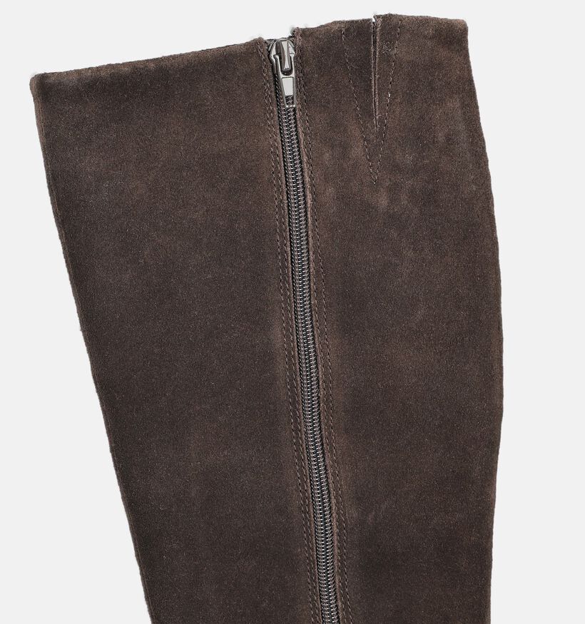 Poelman Bruine Lange Laarzen met Lage Hak voor dames (376084)