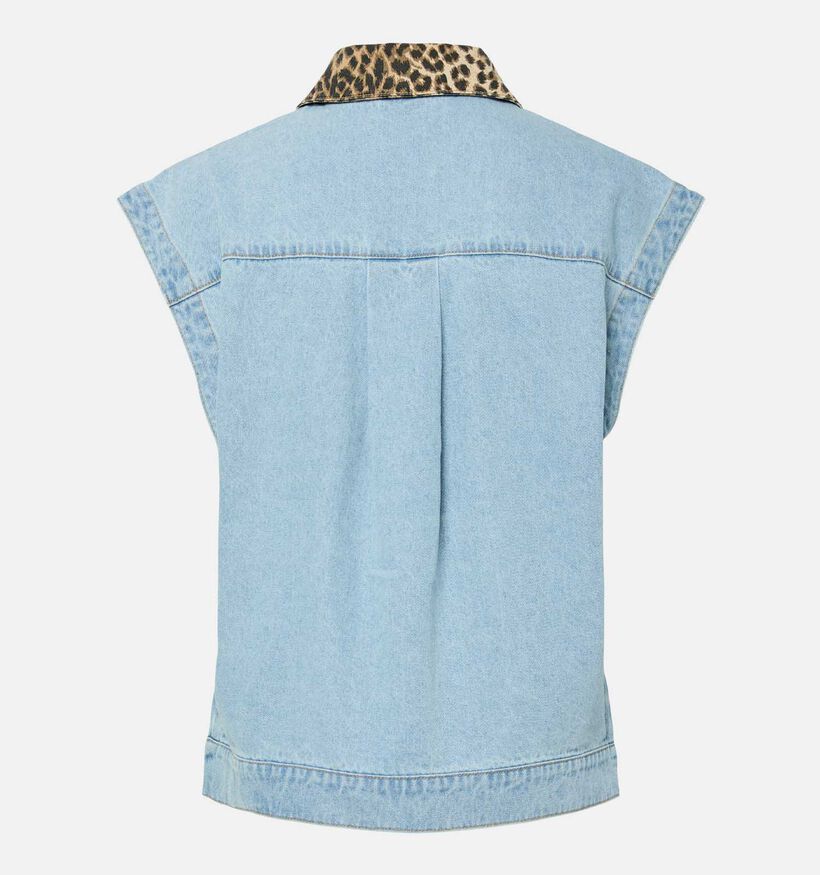 Pieces Breia Denim Blauwe Mouwloze Vest voor dames (369214)