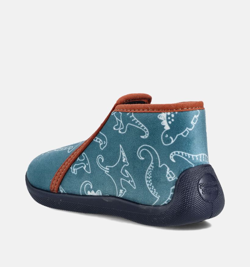 Milo & Mila Dino Pantoufles en Bleu pour filles, garçons (364931) - pour semelles orthopédiques