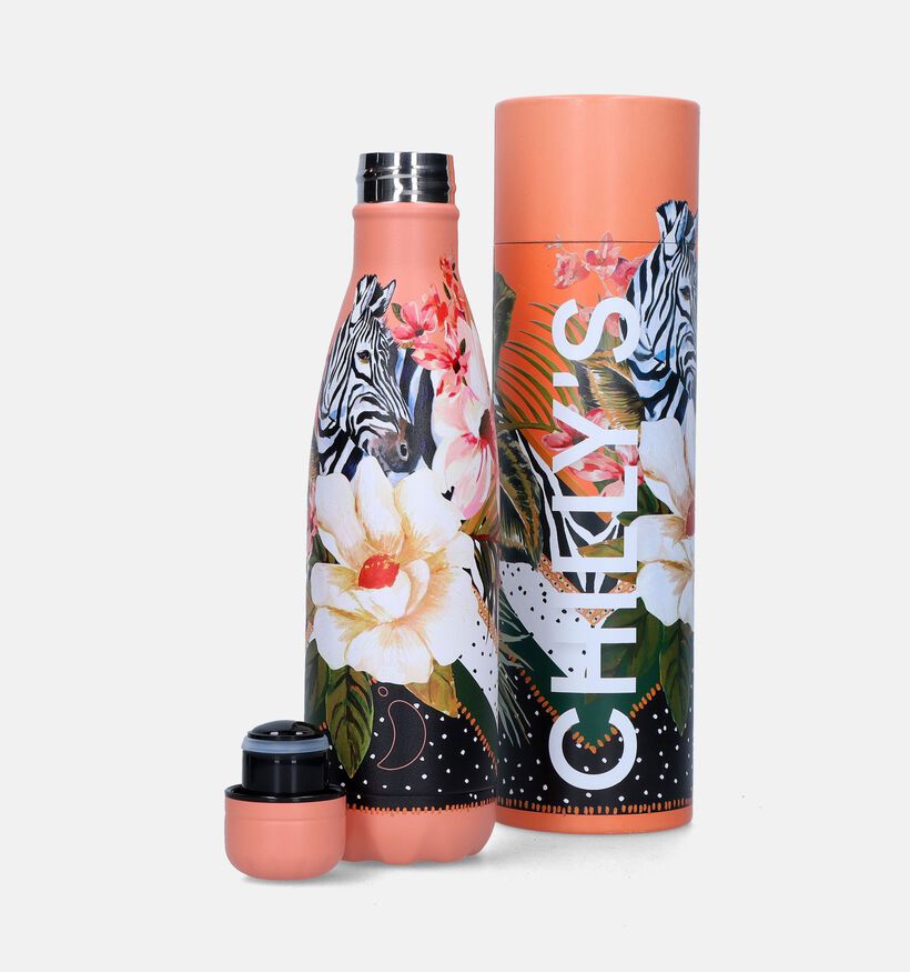 Chilly’s x Tropical Polka Zebra Zalmroze Drinkfles 500 ml voor dames, meisjes (343565)