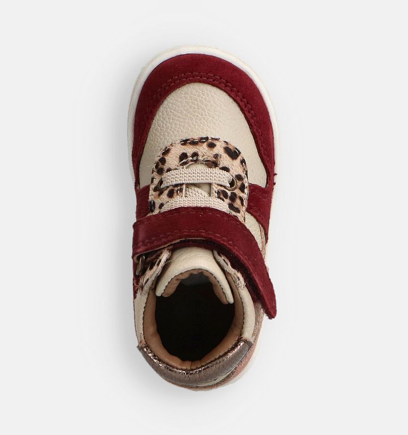 Milo & Mila Baskets en Beige/Bordeaux pour filles (380650) - pour semelles orthop&eacute;diques