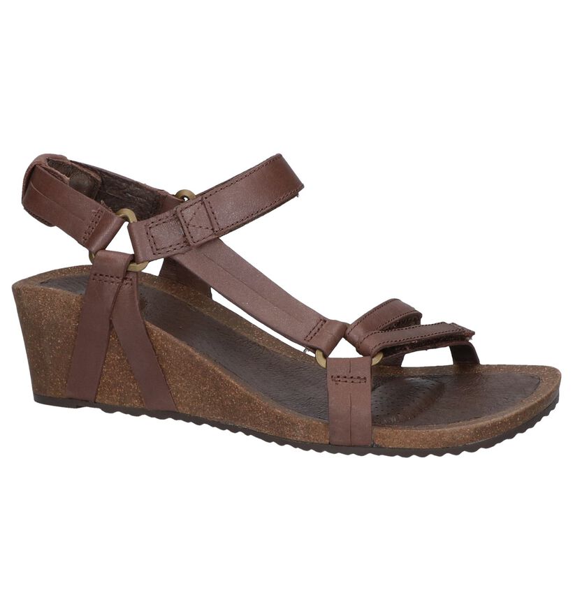 Teva Ysidro Sandales à talons en Brun foncé en cuir (242624)