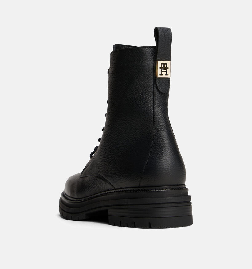 Tommy Hilfiger Plaque Pebble Boots à lacets en Noir pour femmes (362367)