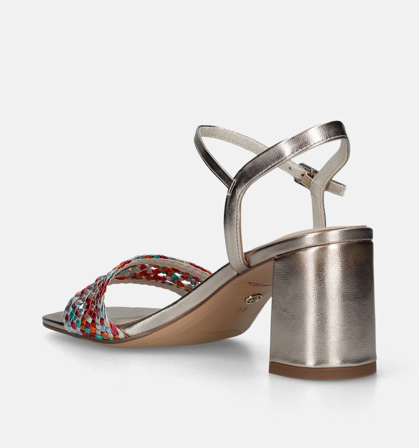 Tamaris Sandales avec talon carré en Or pour femmes (338248)