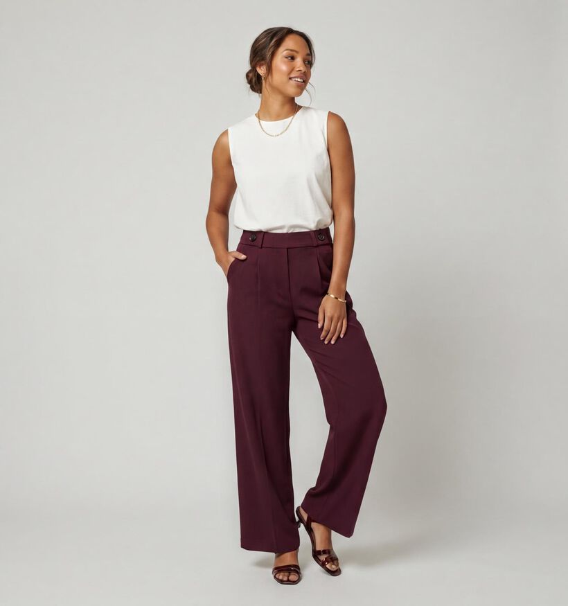 JDY Geggo Life Pantalon classique en Bordeaux pour femmes (378321)