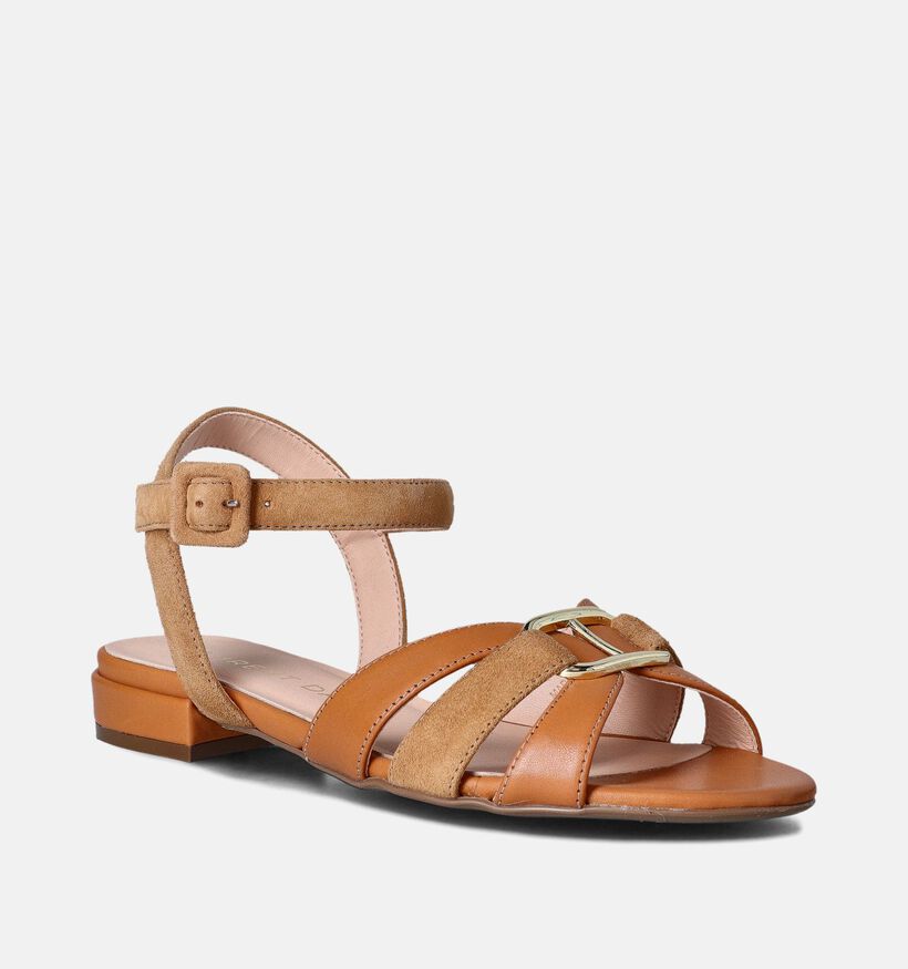 Laurent David Sandales plates en Camel pour femmes (357774)