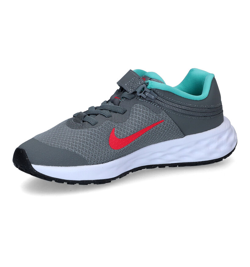 Nike Revolution 6 Flyease GS Grijze Sneakers in kunstleer (316294)