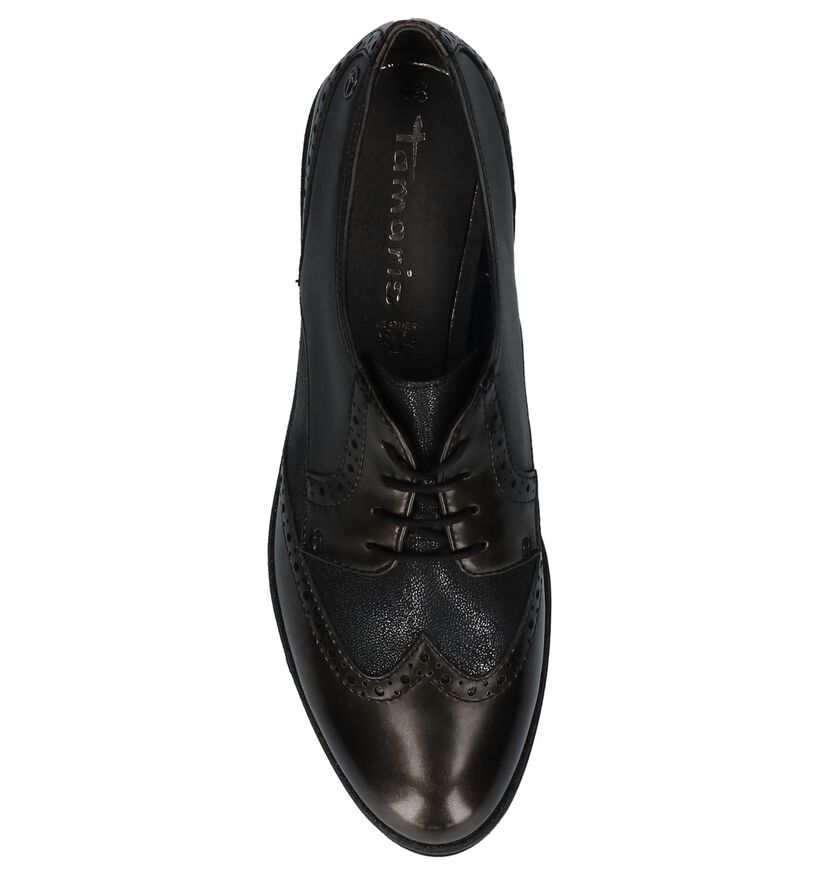 Tamaris TOUCH it Donker Grijze Veterschoenen in lakleer (226772)