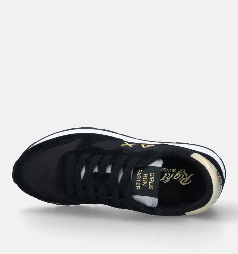 Sun 68 Ally Gold Zwarte Sneakers in kunstleer (330572)