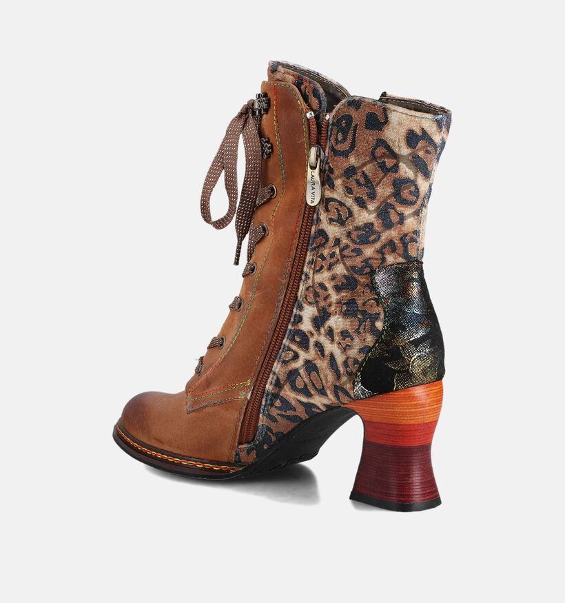 Laura Vita Boots à lacets en Camel pour femmes (364966)