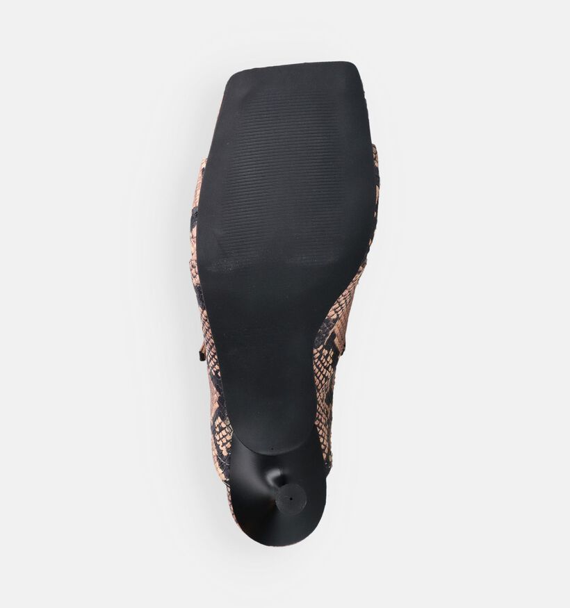 March23 Cemi Powder Python Nu-pieds &agrave; talons en Beige/Noir pour femmes (372165)