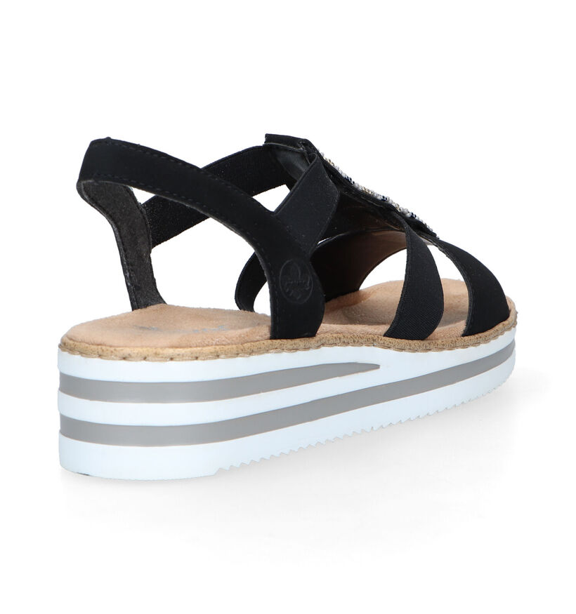 Rieker Zwarte Sandalen met Sleehak voor dames (323595)