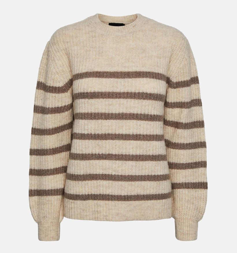 Pieces Nanna Pull rayé en Beige pour femmes (332859)