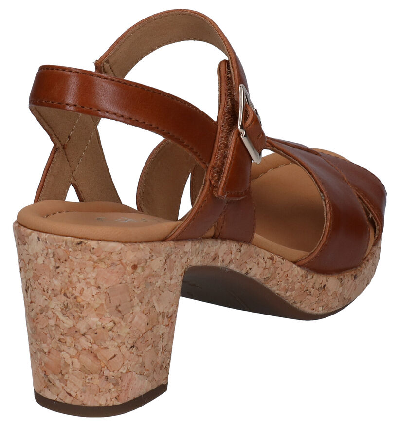 Gabor Cognac Sandalen met hak in leer (287801)