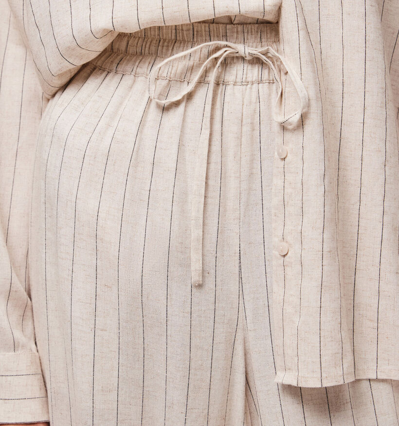 Pieces Pia Lichtbeige Linnen Broek voor dames (367062)