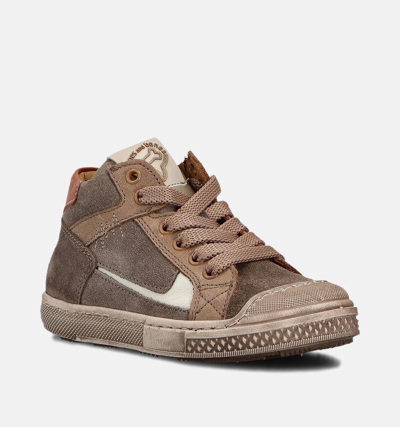 STONES and BONES LIAM Bruine Hoge Sneakers voor jongens (362040) - geschikt voor steunzolen