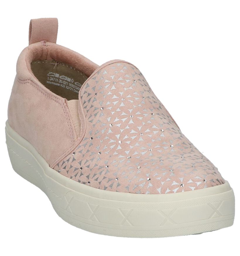 Tamaris Chaussures slip-on en Rose en textile (214197)