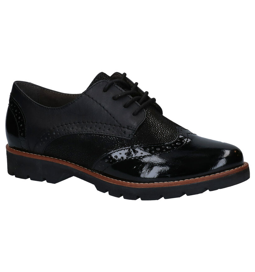 Jana Chaussures à lacets en Noir en cuir (280904)