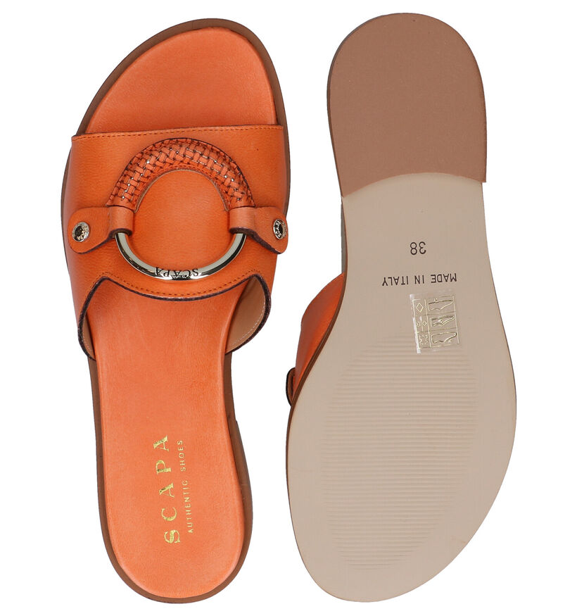 Scapa Nu-pieds plates en Orange en cuir (288865)