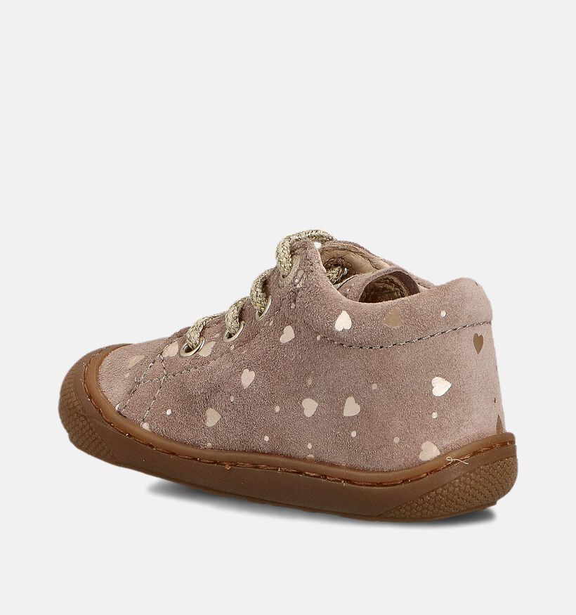 Naturino Cocoon Suede Roze Babyschoenen Hartjes voor meisjes (364233) - geschikt voor steunzolen