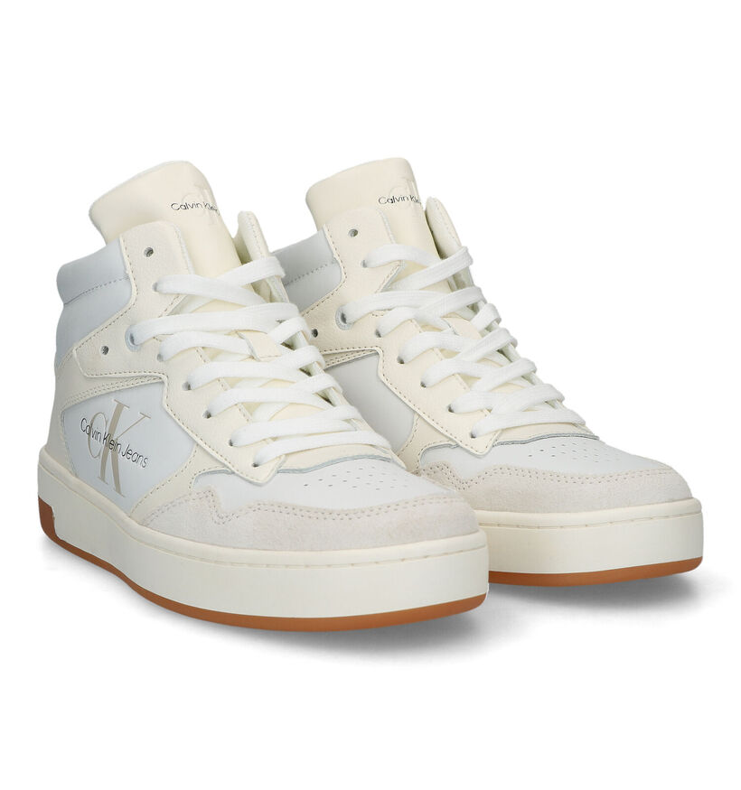 Calvin Klein Cupsole Mid Witte Sneakers in daim (318621)