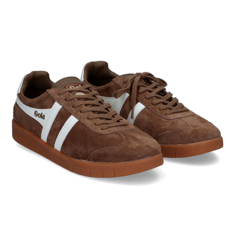 Gola Hurricane Suede Baskets en Beige pour hommes (336324) - pour semelles orthopédiques