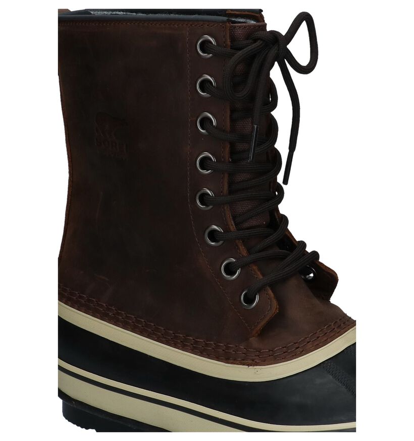 Donker Bruine Snowboots Sorel Premium in leer (230808)