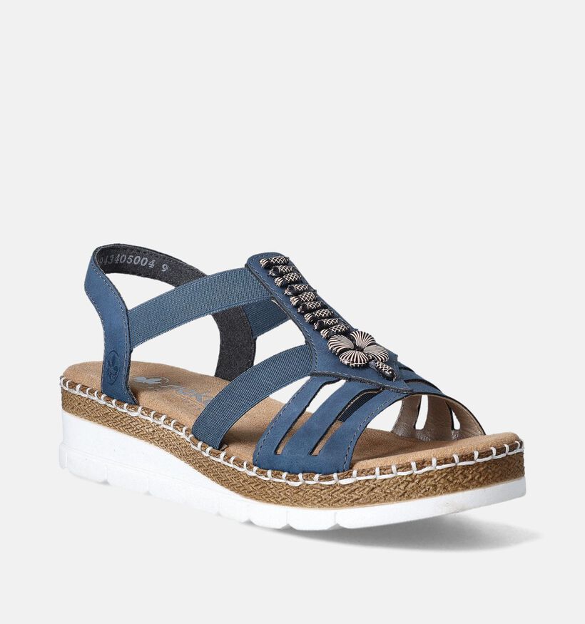 Rieker Sandales talon compensé en Bleu pour femmes (354929)