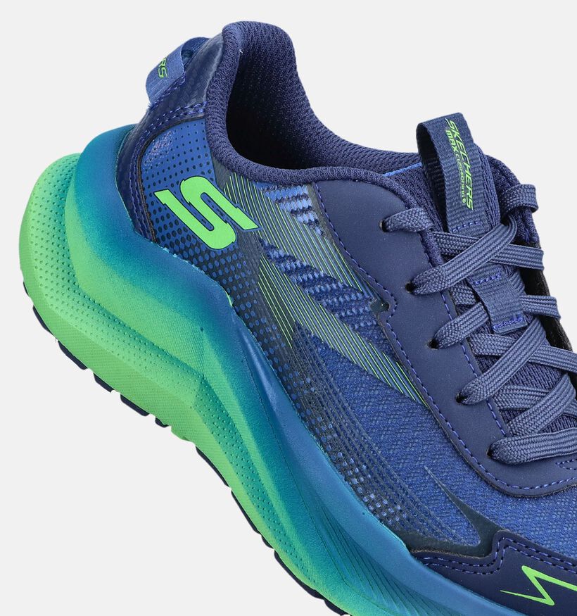 Skechers Max Cushioning Ascender Baskets basses en Bleu/Vert pour filles, gar&ccedil;ons (377112)