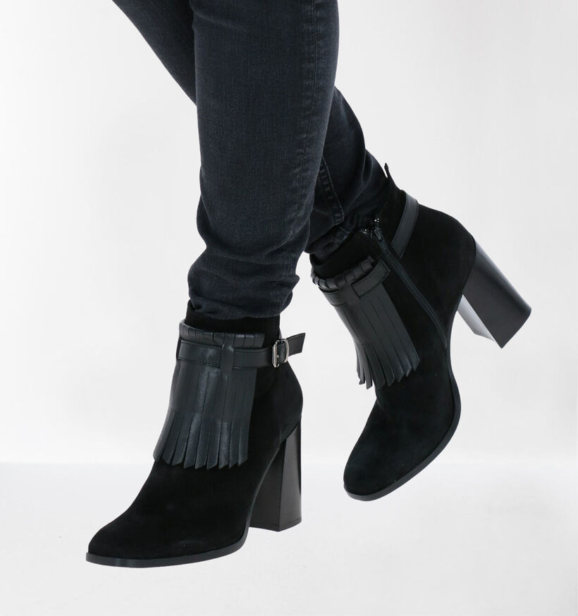 Duee Bottillons à talons en Noir en daim (185633)