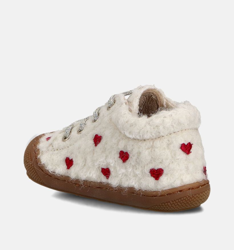 Naturino Cocoon Embroidery Hearts Chaussures bébé en Écru pour filles (364271) - pour semelles orthopédiques