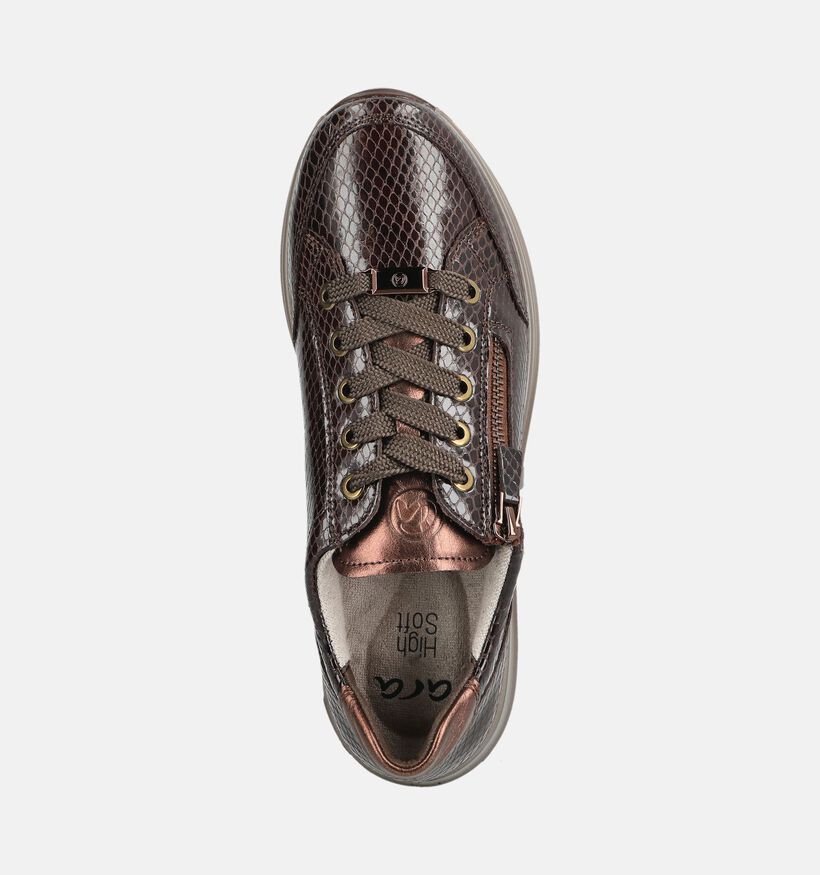 Ara Osaka 2.0 Donkerbruine Schoenen met Veter en Rits voor dames (379997) - geschikt voor steunzolen