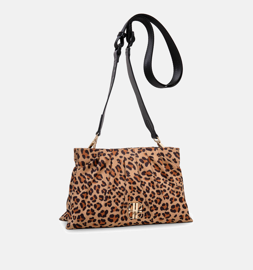 Laurent David Leopard Bruine Schoudertas voor dames (358046)