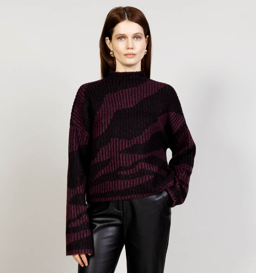 Vero Moda Scorpio Pull en Bordeaux/Noir pour femmes (366116)
