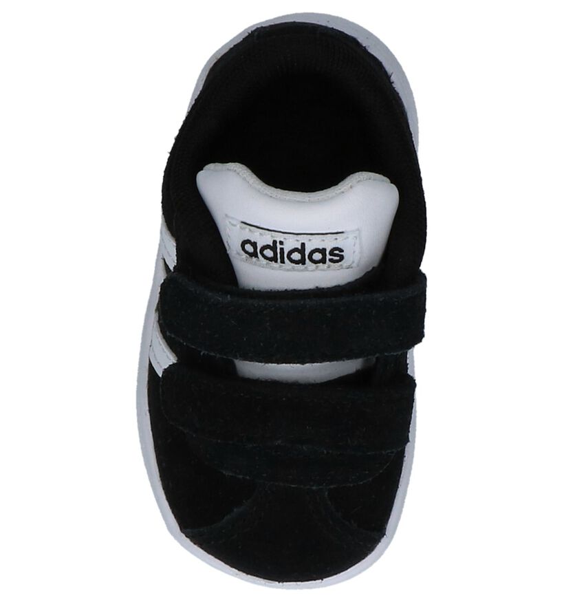 adidas VL Court 2.0 Zwarte Babysneakertjes in daim (221642)