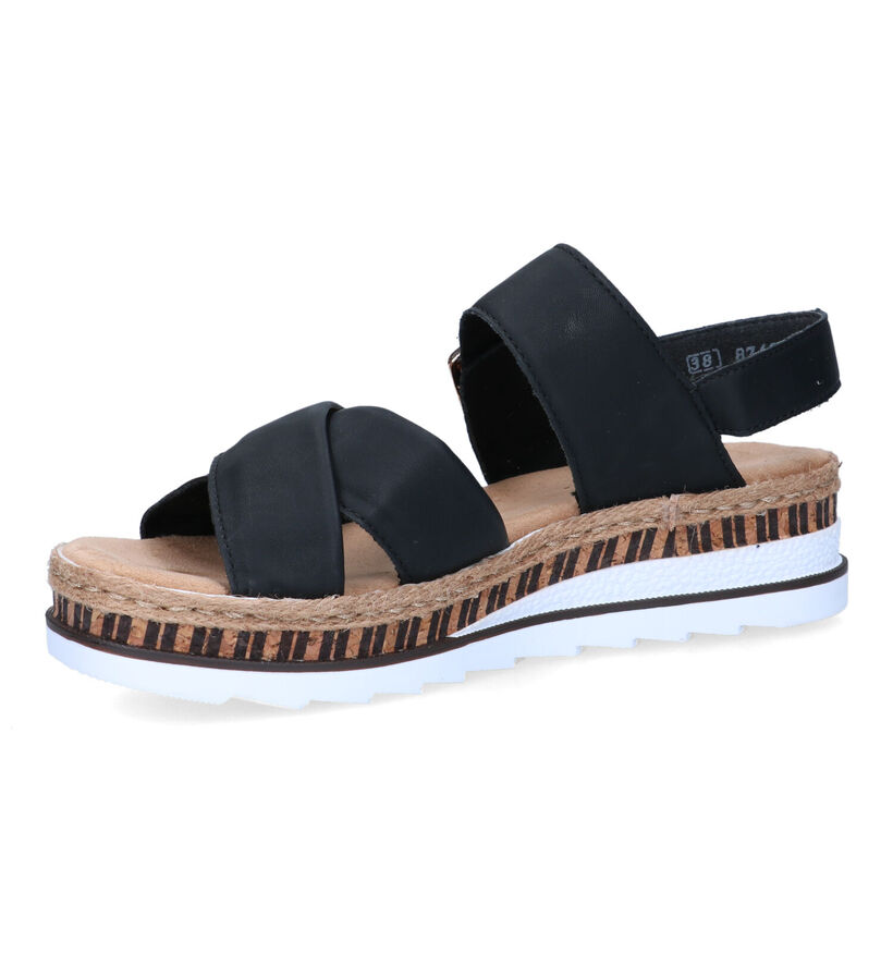 Rieker Sandales compensées en Noir pour femmes (339106)